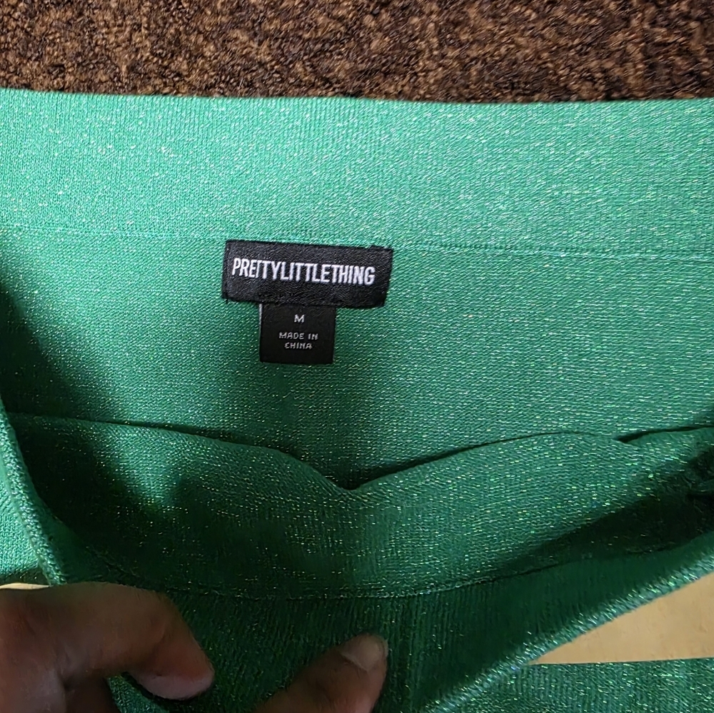 Teal Ruched Midi Skirt with Fringe - Picture 3 of 3